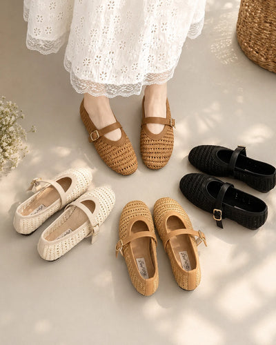 Bella Woven Mary Jane Flats